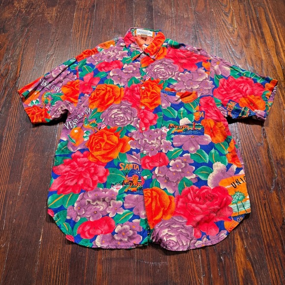UNIONBAY Other - VINTAGE Unionbay Shirt Mens XL Hawaiian Hong Kong AOP Camp 100% Rayon Cali 90s